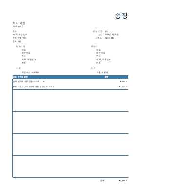 금융 수수료가 포함된 송장